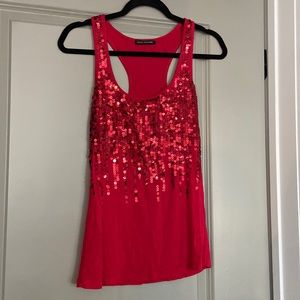 Red sequin tank